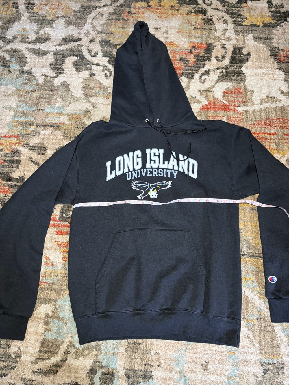 Vintage Champion Black Long Island University Hoodie